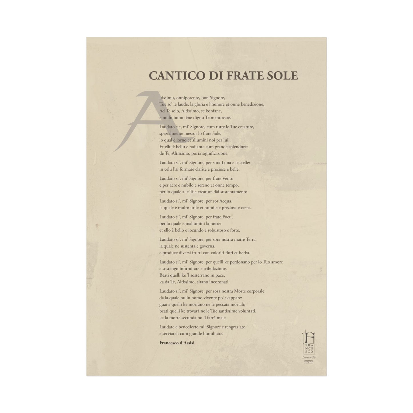 Cantico di Frate Sole - Manifesto