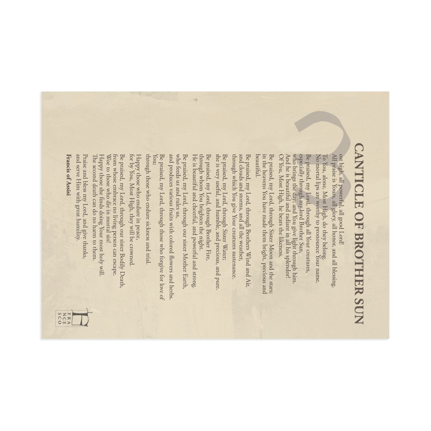 Canticle of Brother Sun Postcard
