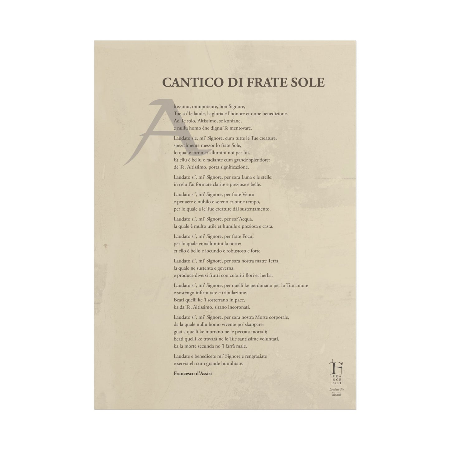 Cantico di Frate Sole - Manifesto