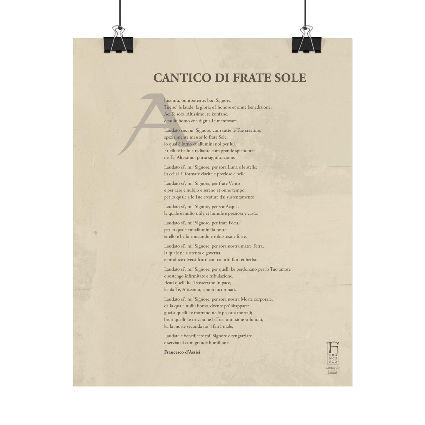 Cantico di Frate Sole - Manifesto