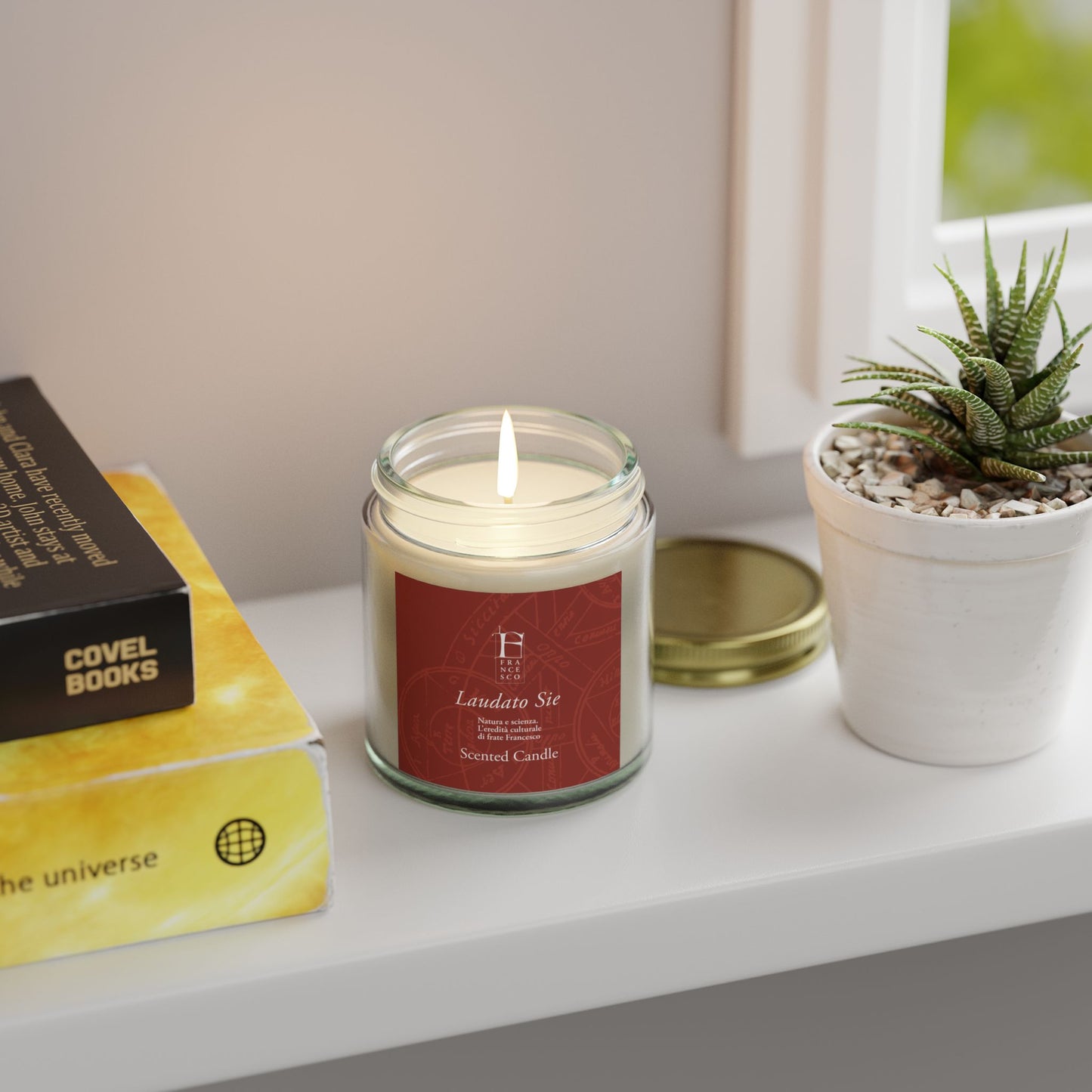 Laudato Sie Scented Candle - Coconut Apricot Wax - Red