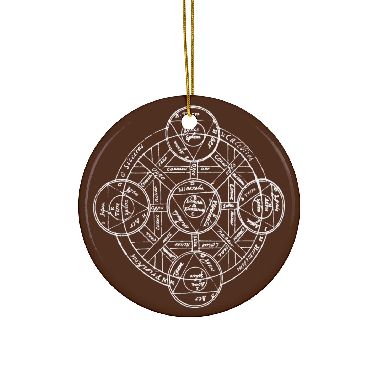 Alchemical Symbol Ceramic Ornament - Brown