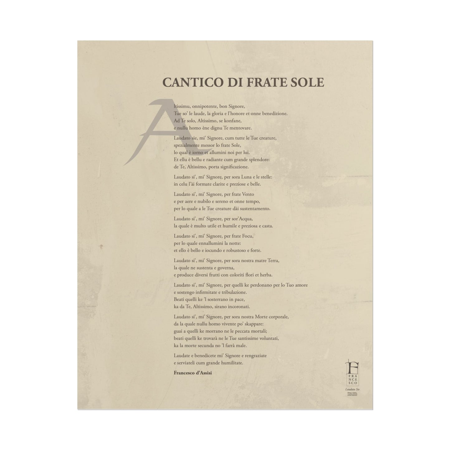 Cantico di Frate Sole - Manifesto