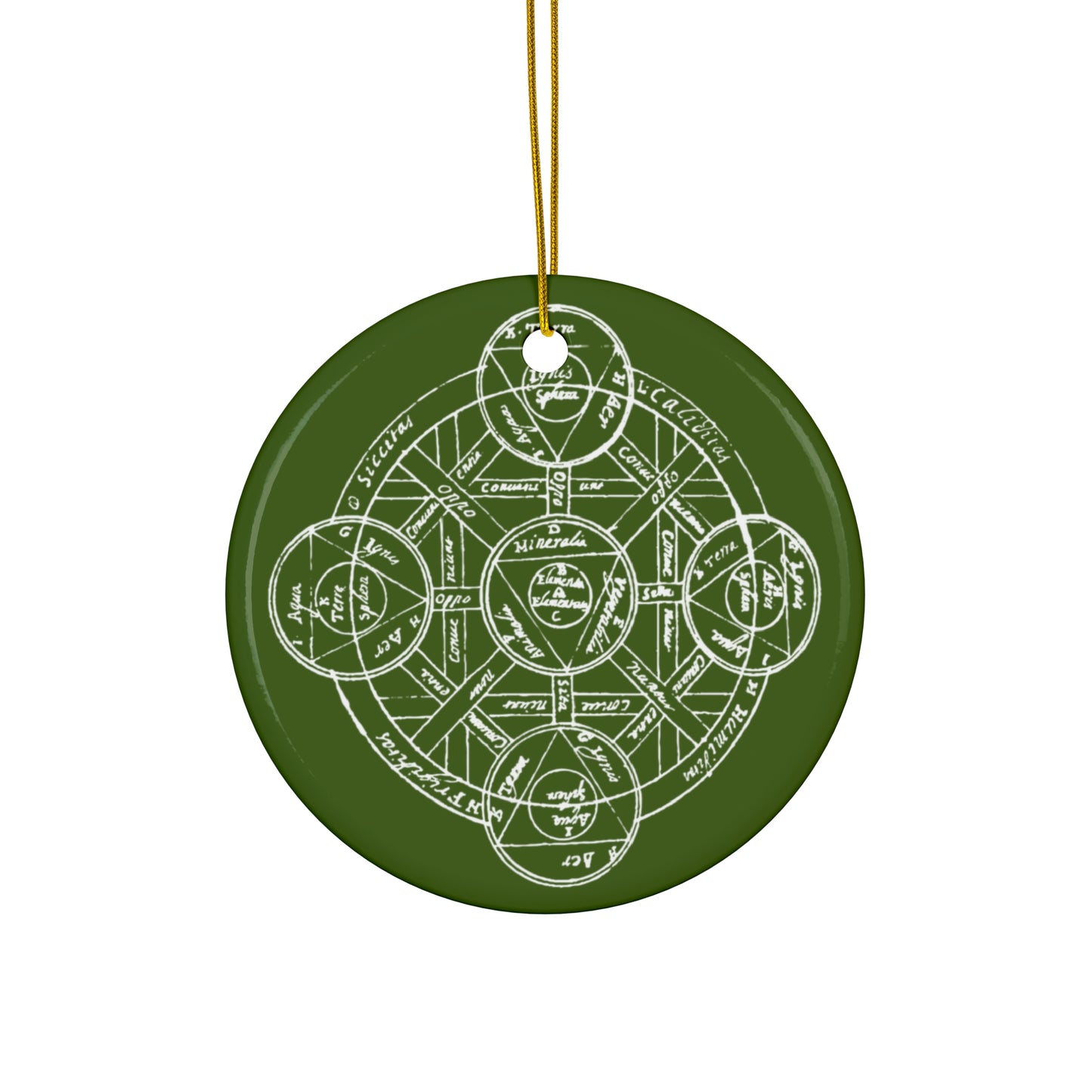 Ornamento in ceramica simbolo alchemico - verde
