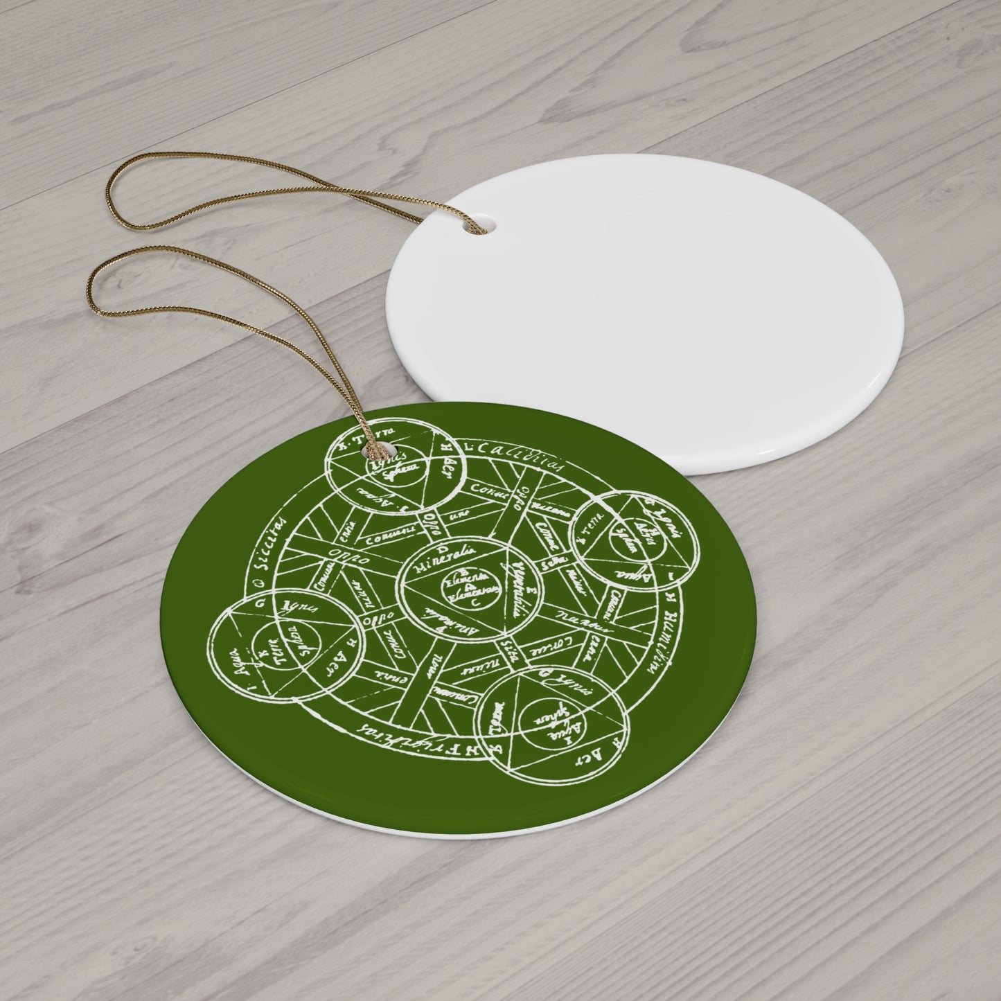Ornamento in ceramica simbolo alchemico - verde