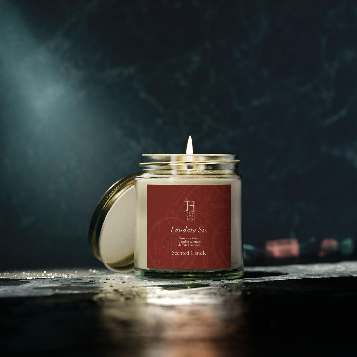 Laudato Sie Scented Candle - Coconut Apricot Wax - Red