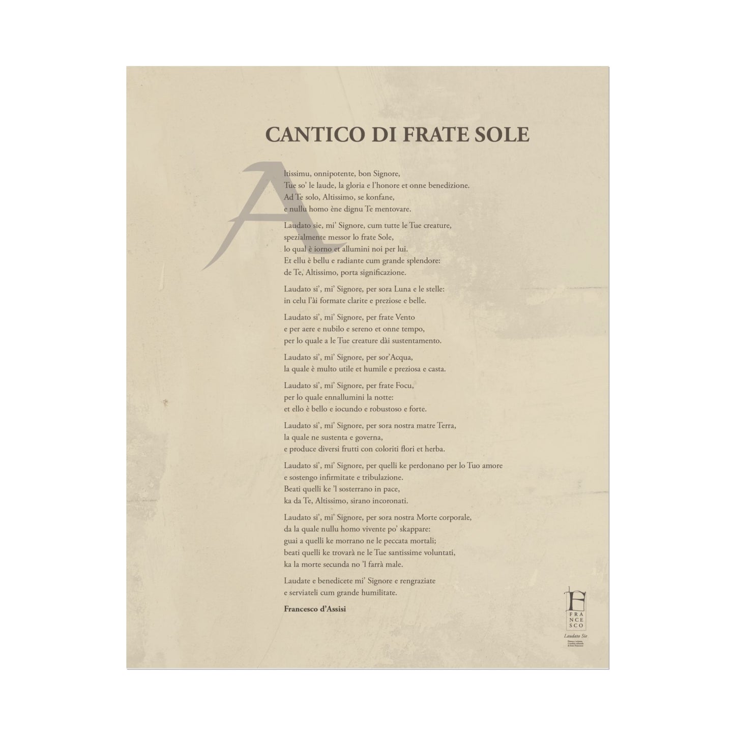 Cantico di Frate Sole - Manifesto