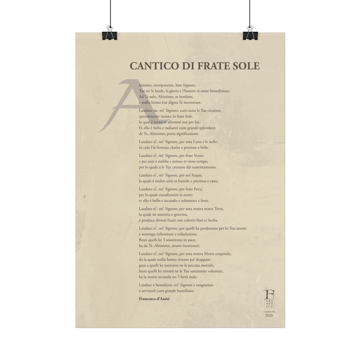 Cantico di Frate Sole - Manifesto