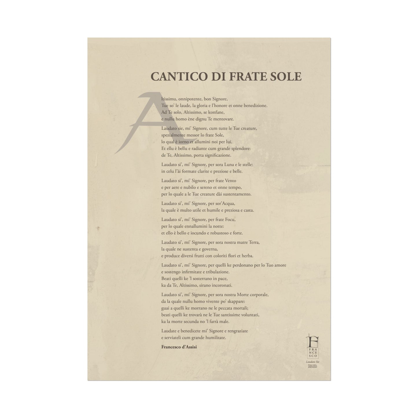 Cantico di Frate Sole - Manifesto