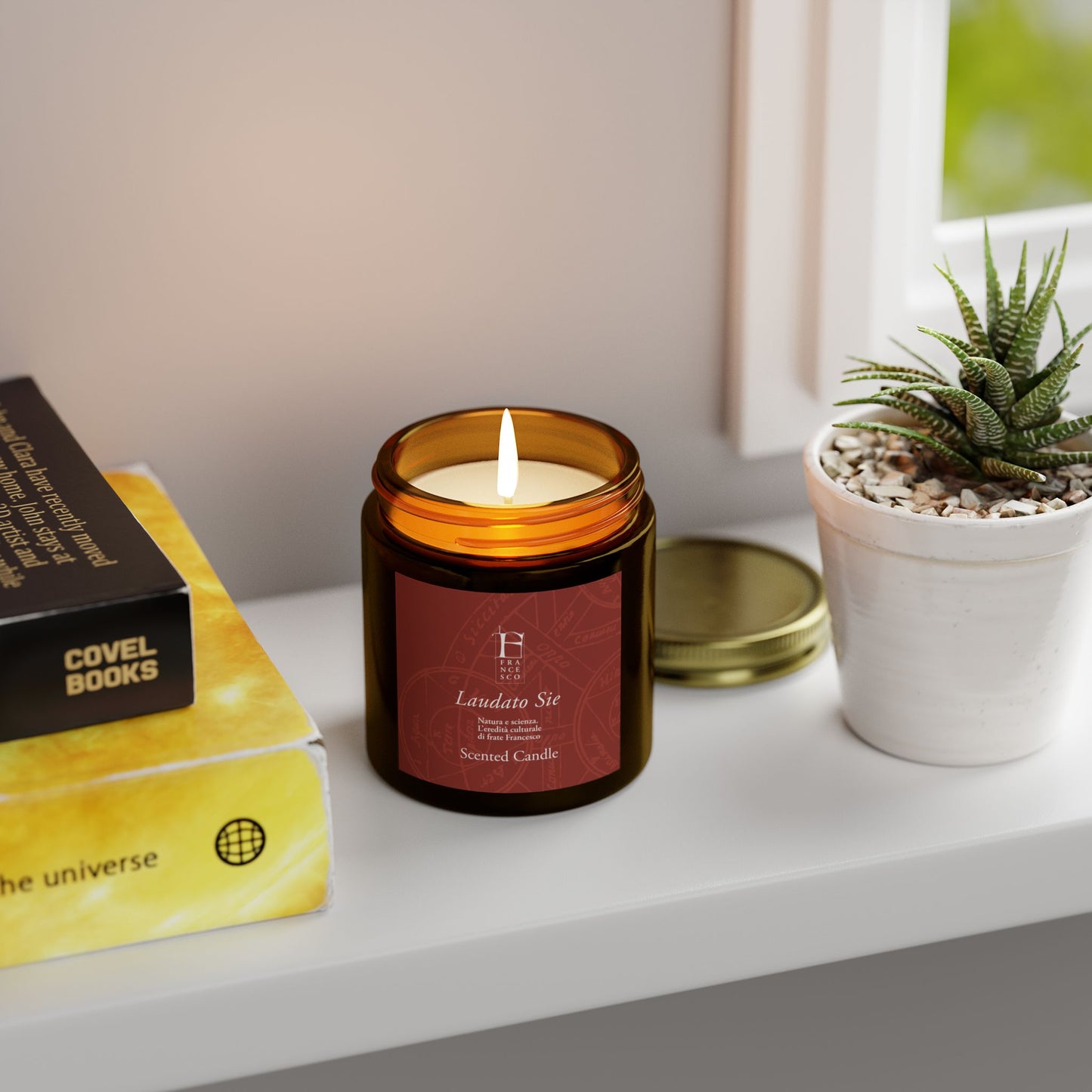Laudato Sie Scented Candle - Coconut Apricot Wax - Red