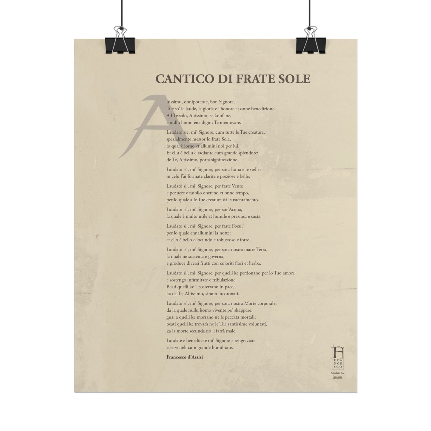 Cantico di Frate Sole - Manifesto