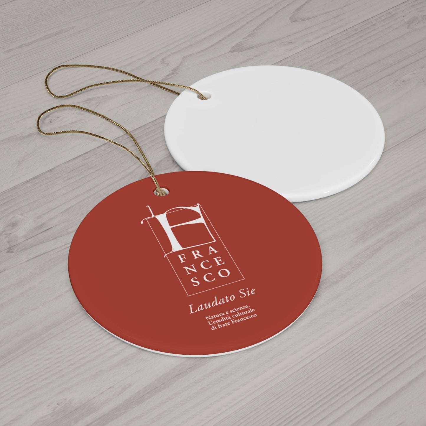Laudato Sie Ceramic Ornament - Red