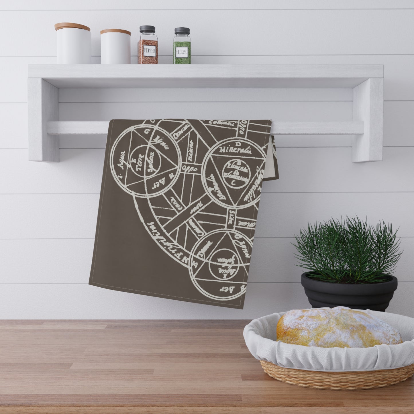 Alchemical Symbol Tea Towel - Brown