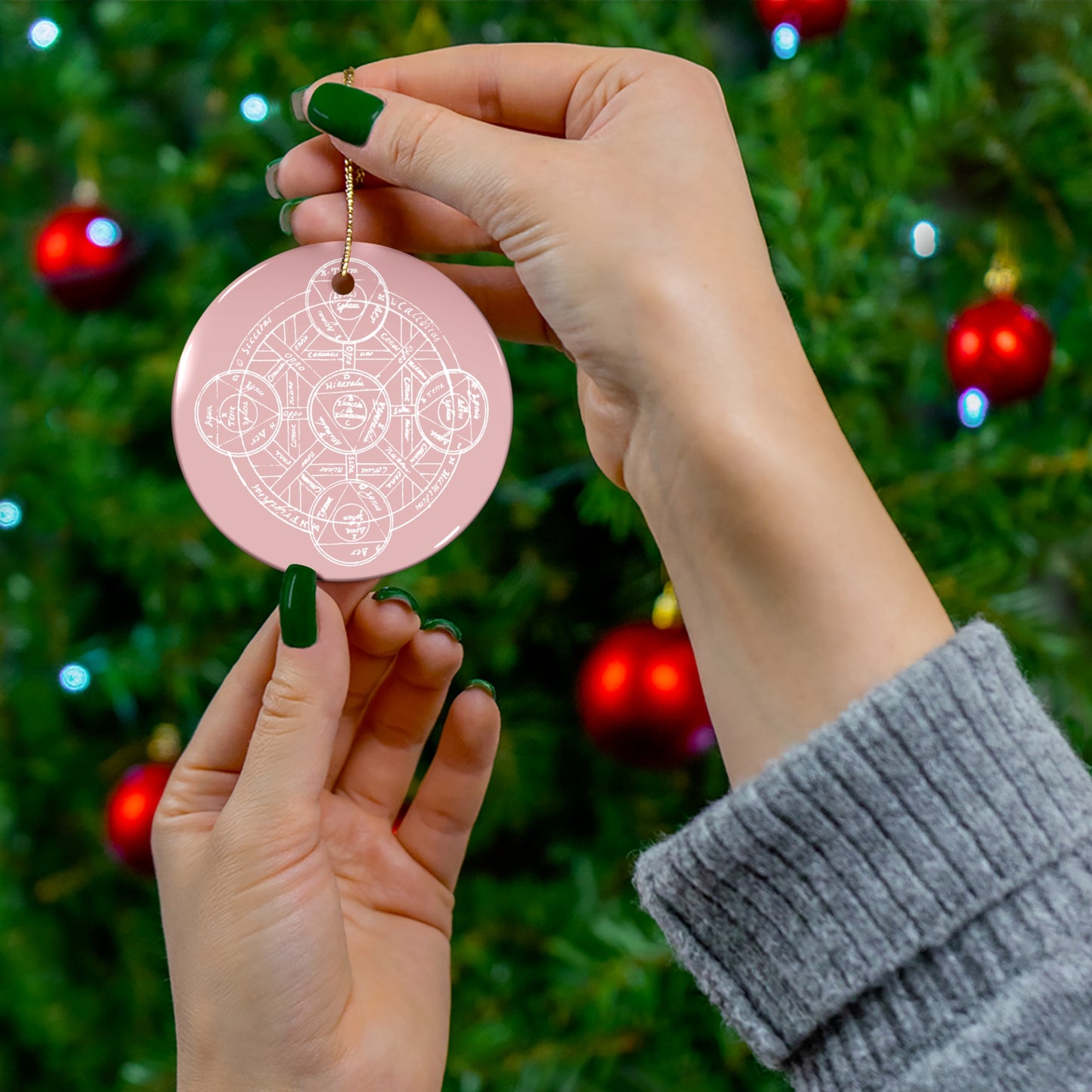 Alchemical Symbol Ceramic Ornament - Pink