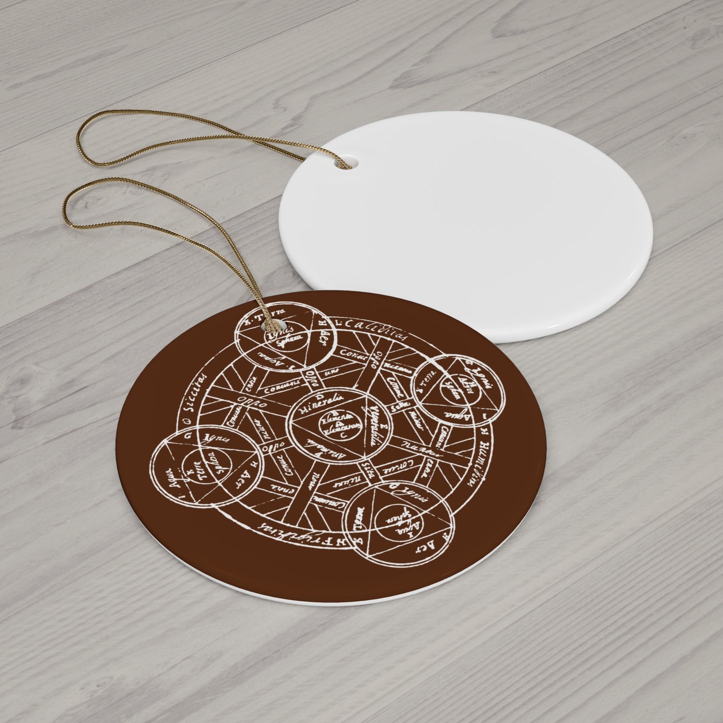 Alchemical Symbol Ceramic Ornament - Brown