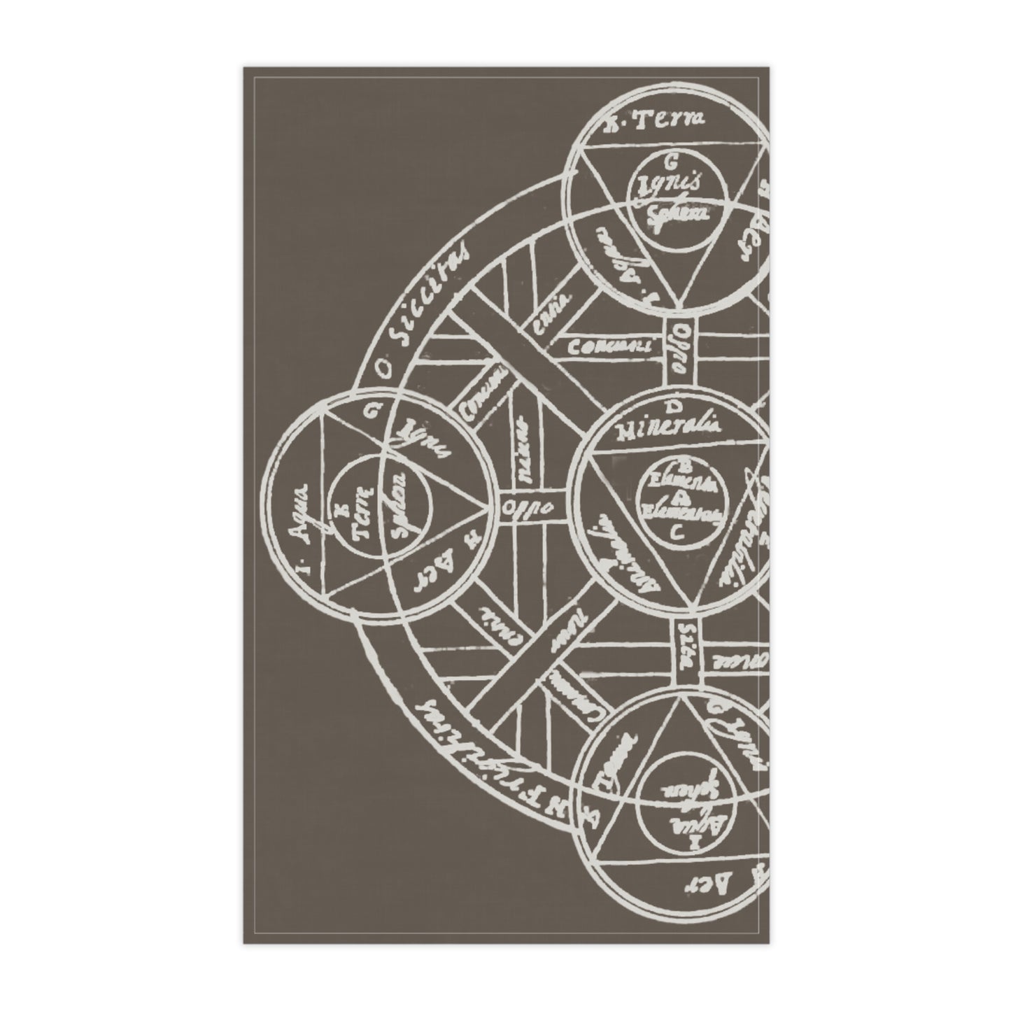 Alchemical Symbol Tea Towel - Brown