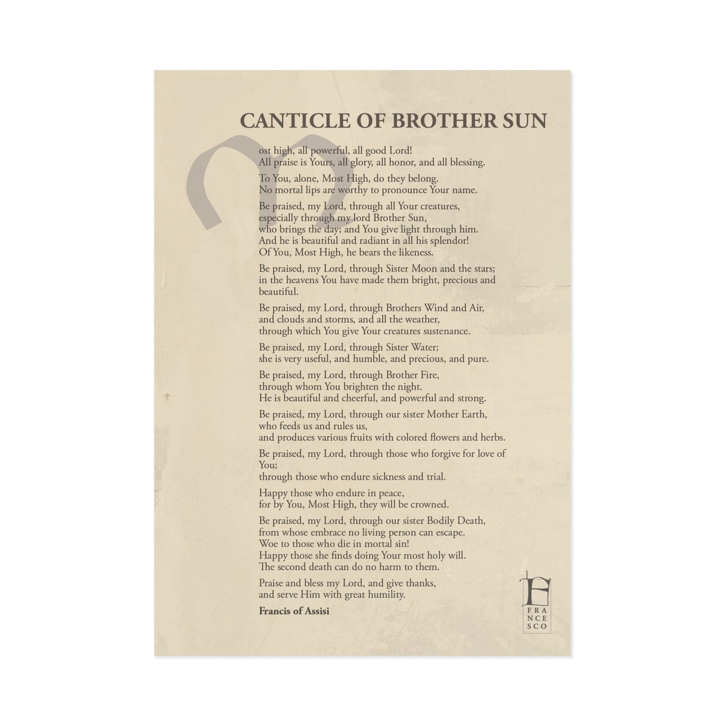 Canticle of Brother Sun Postcard