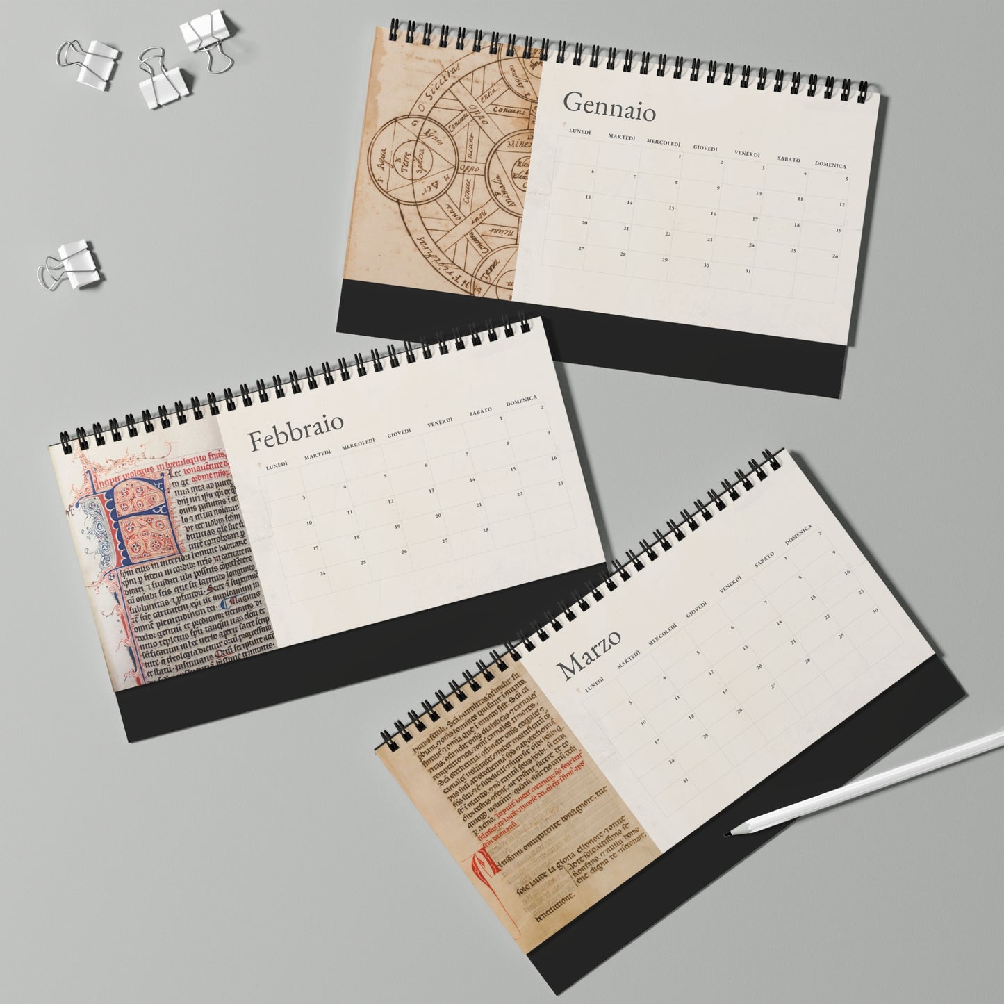Calendario da tavolo manoscritto francescano - italiano