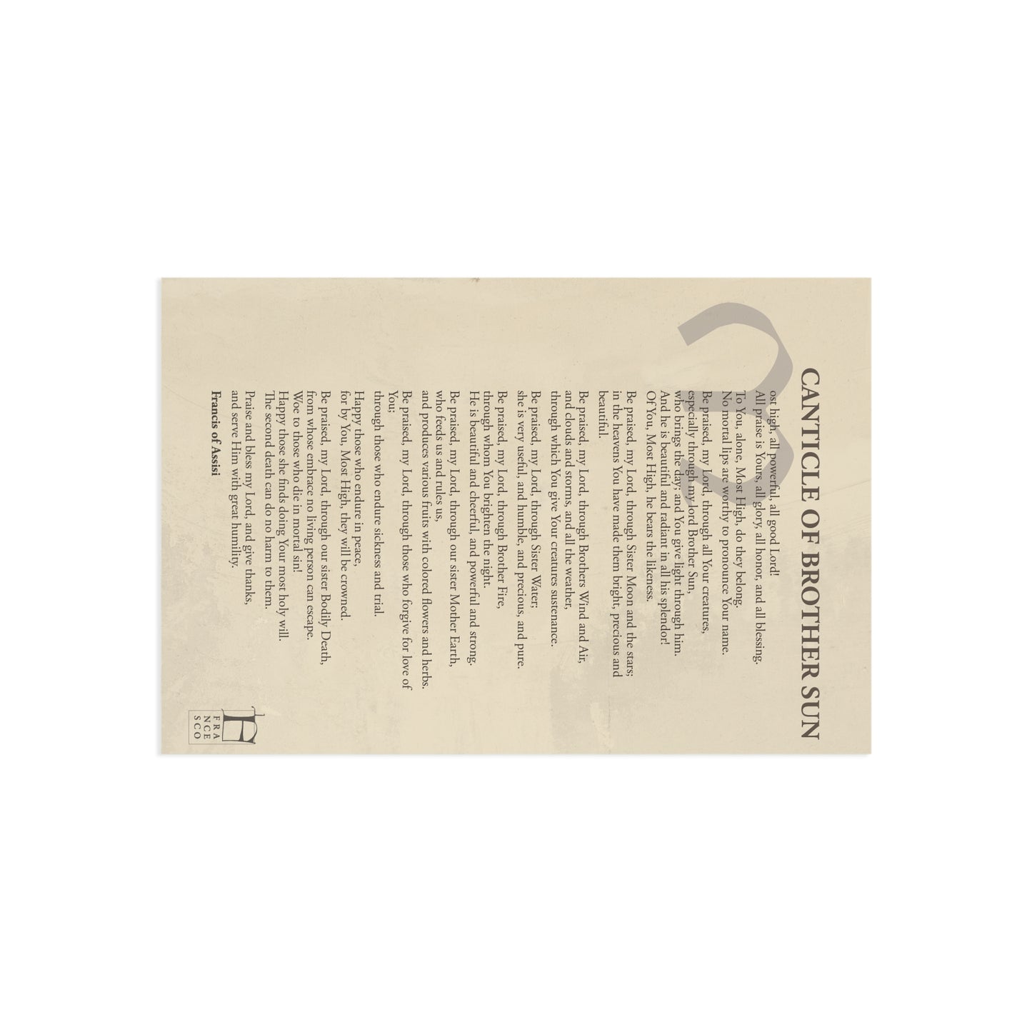 Canticle of Brother Sun Postcard