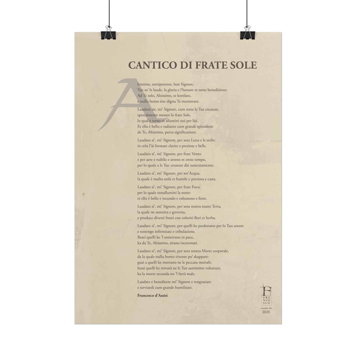 Cantico di Frate Sole - Manifesto