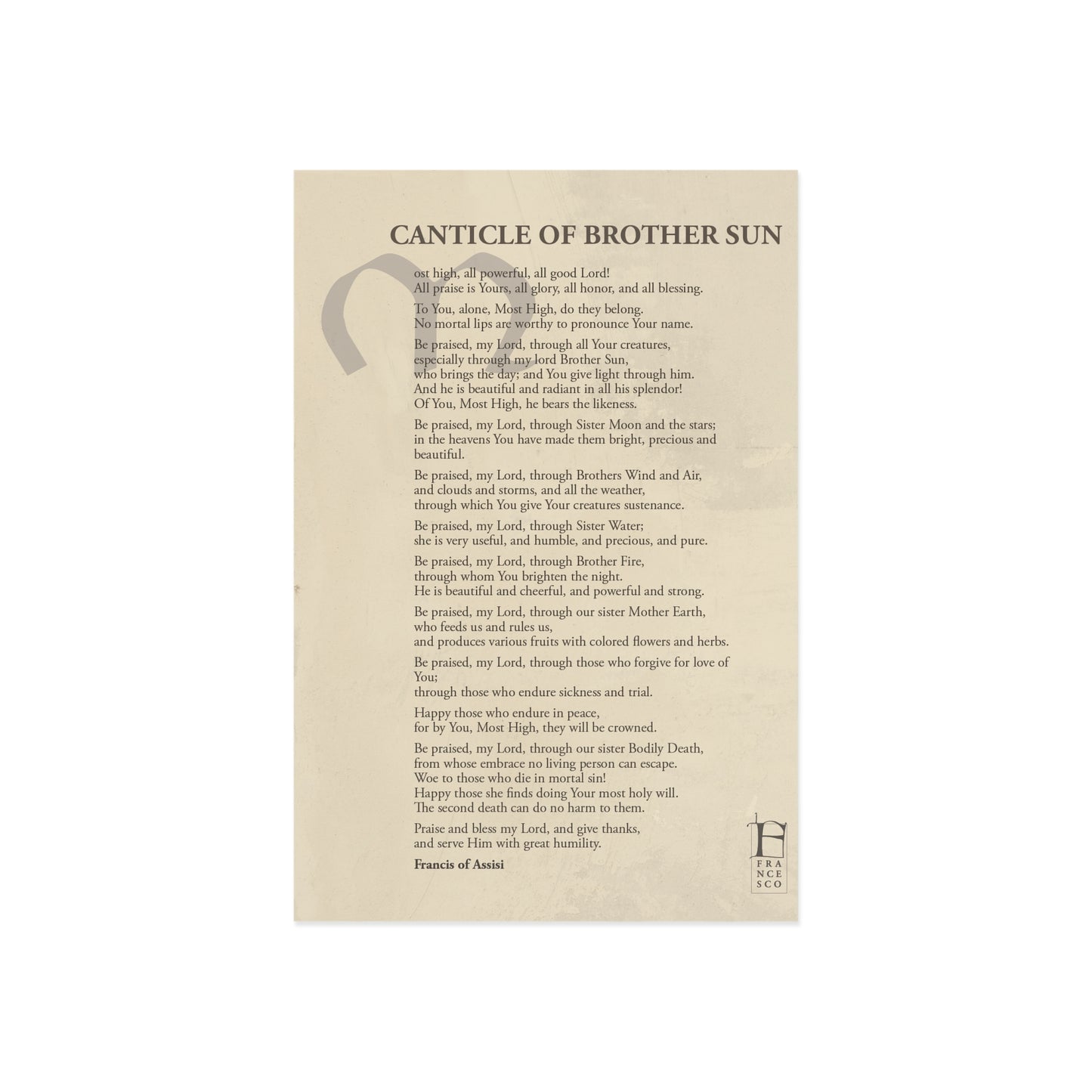 Canticle of Brother Sun Postcard