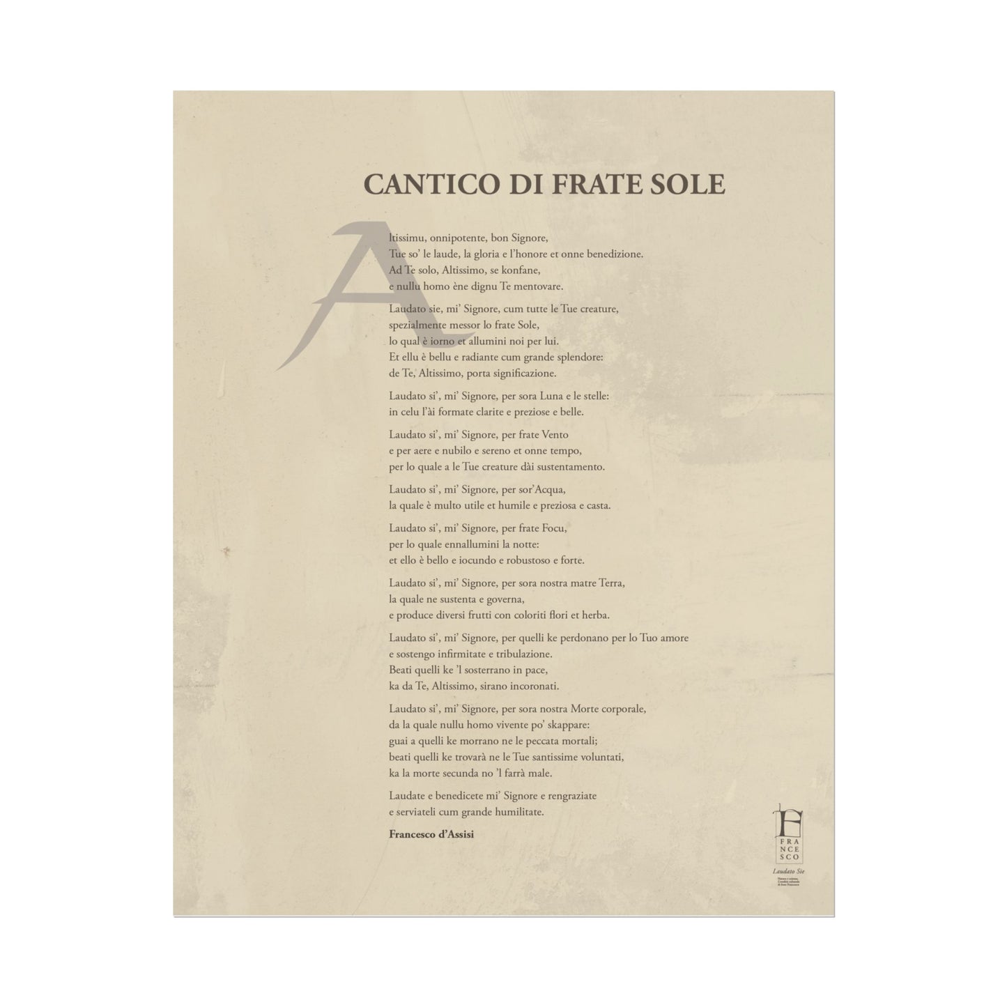 Cantico di Frate Sole - Manifesto