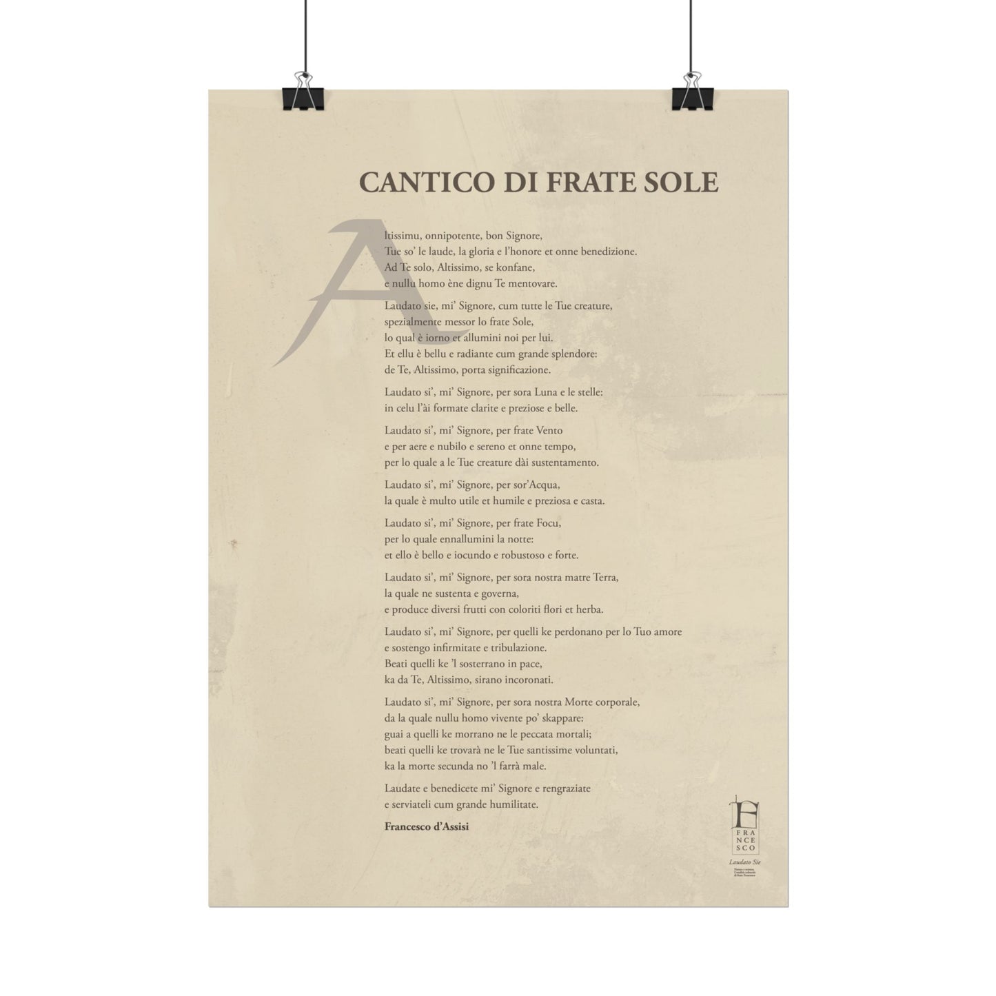 Cantico di Frate Sole - Manifesto