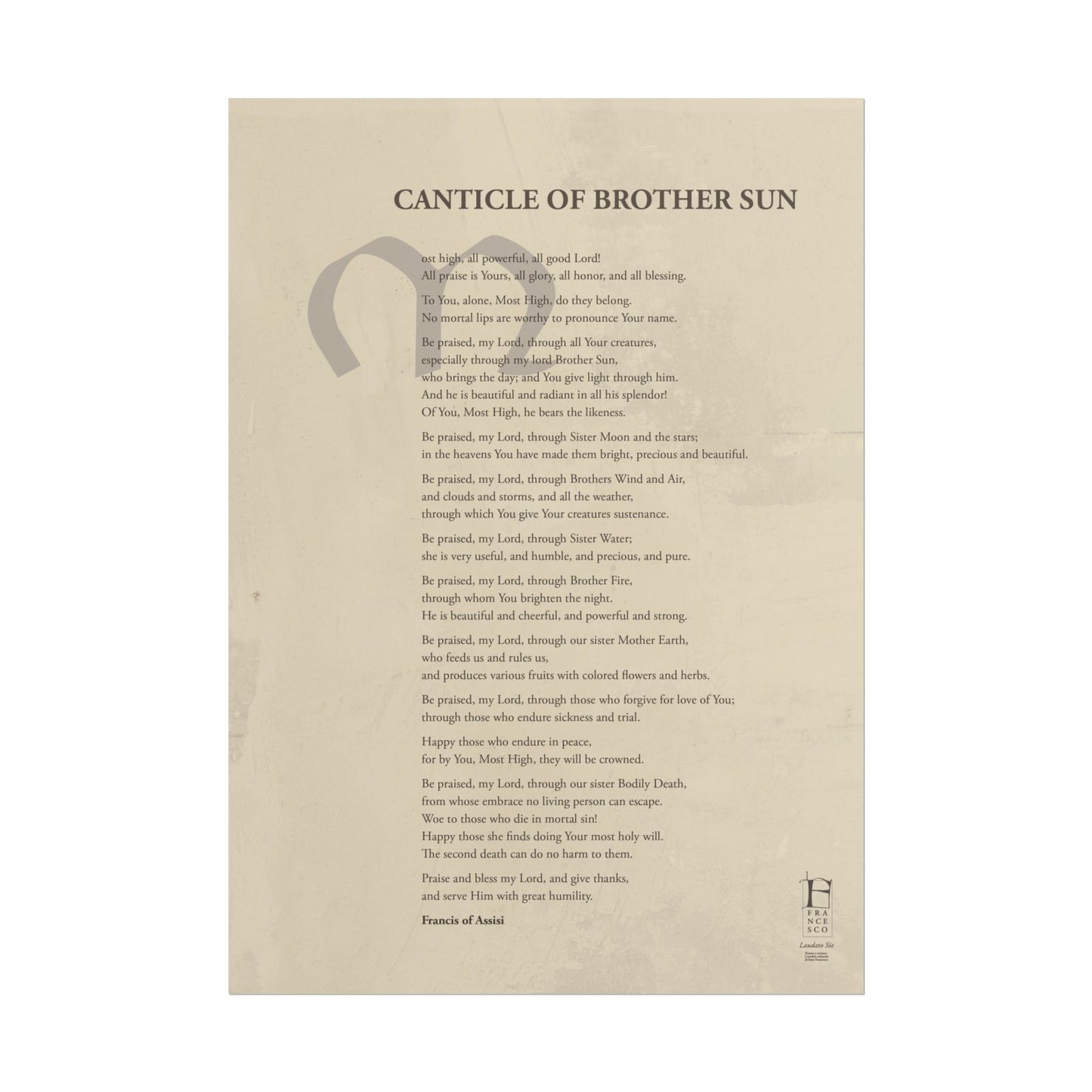 Canticle of Brother Sun - Poster