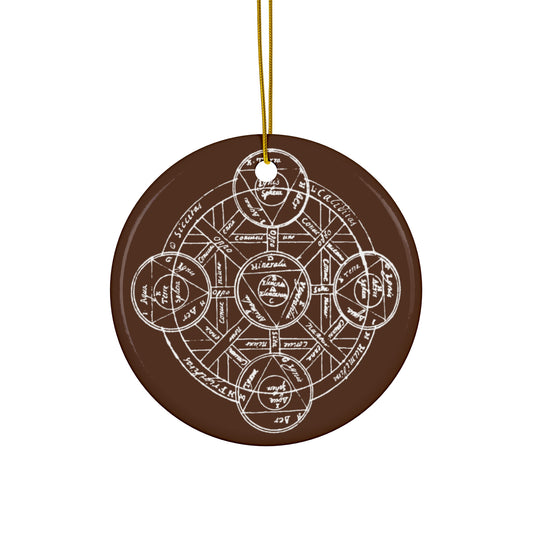 Alchemical Mandala Ceramic Ornament - Brown