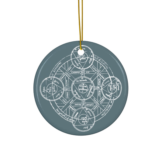 Alchemical Mandala Ceramic Ornament - Light Blue