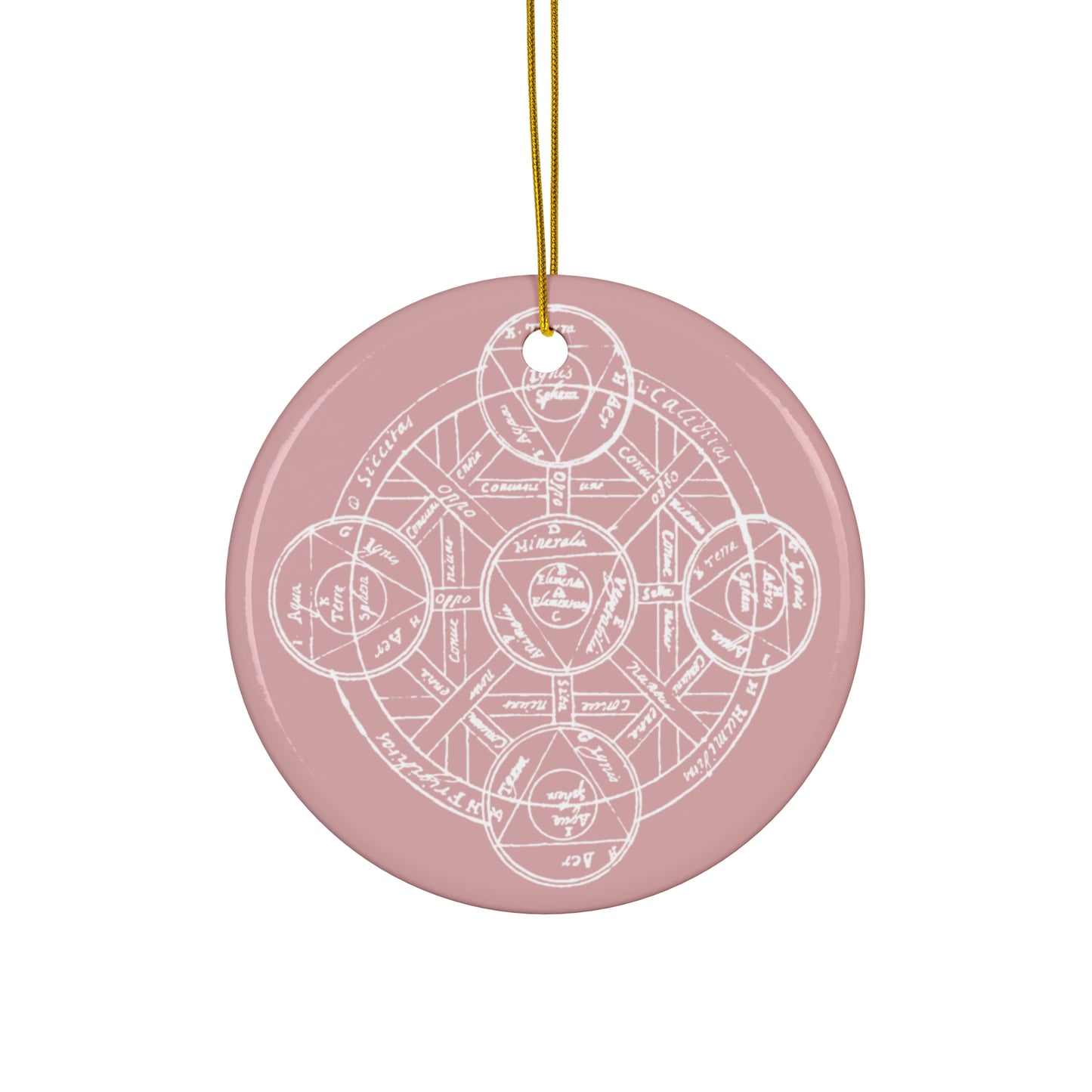 Alchemical Mandala Ceramic Ornament - Pink