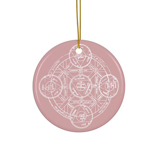 Alchemical Mandala Ceramic Ornament - Pink