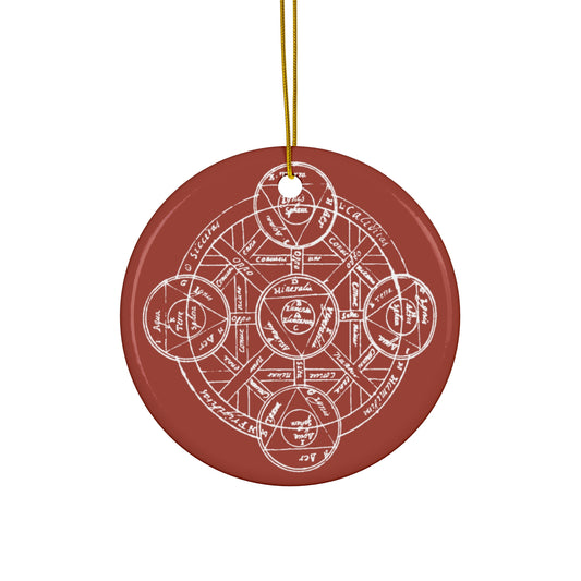 Alchemical Mandala Ceramic Ornament - Red