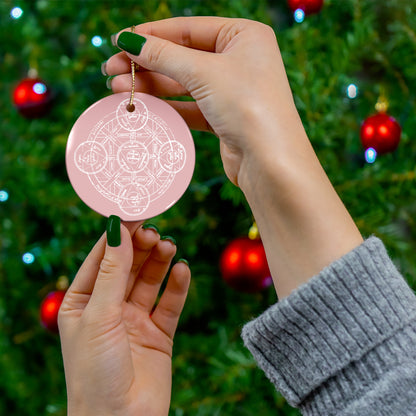 Alchemical Mandala Ceramic Ornament - Pink