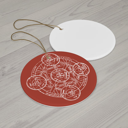 Ornamento in ceramica mandala alchemico - rosso