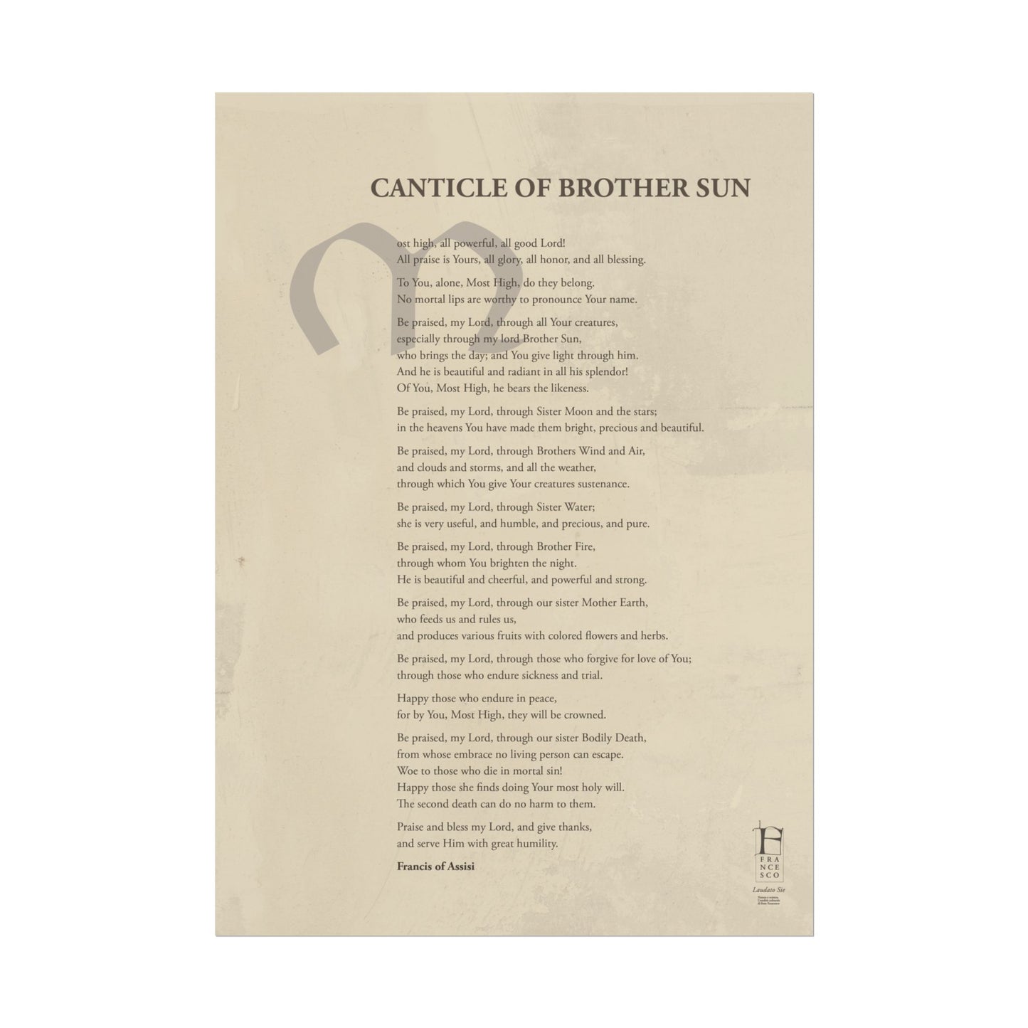 Canticle of Brother Sun - Poster