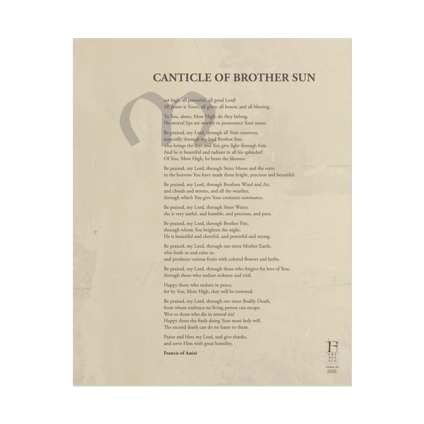 Canticle of Brother Sun - Poster